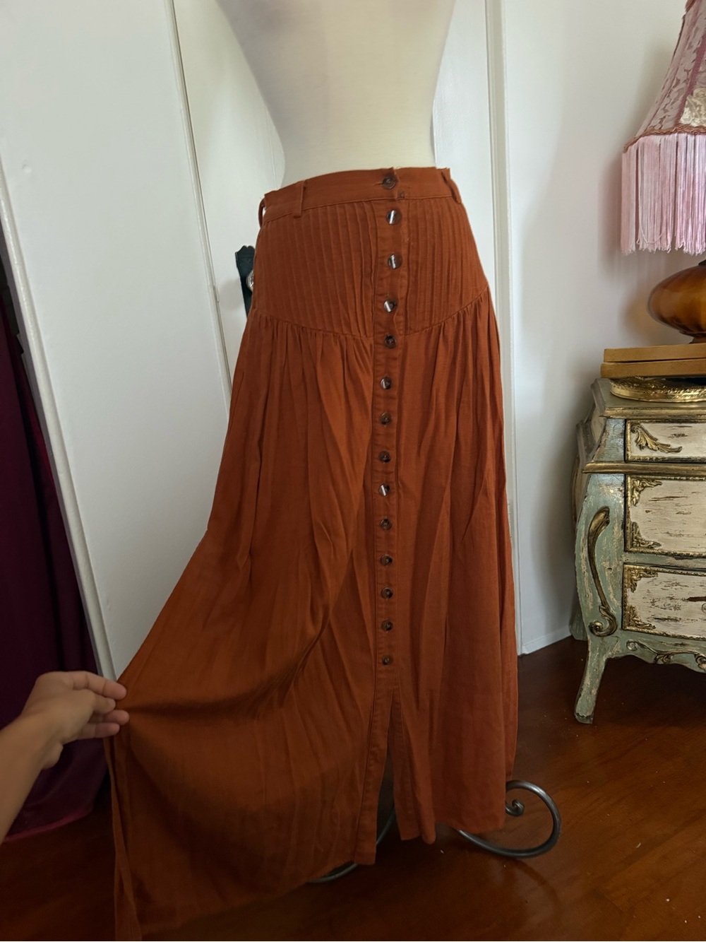 Spell Rust Button-Front Maxi Skirt - Picture 6 of 7